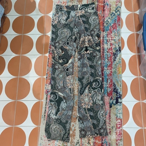 Zara Basic Loose Fit Wide Lag Paisley Pants - Picture 7 of 8